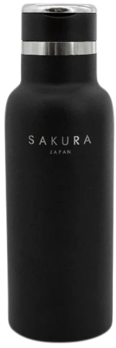 BOTELLA TERMICA SAKURA ACERO INOXIDABLE 500 ML NEGRA MATE