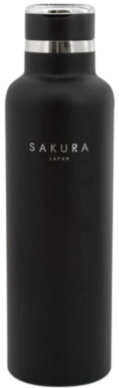 BOTELLA TERMICA SAKURA ACERO INOXIDABLE 750 ML NEGRA MATE