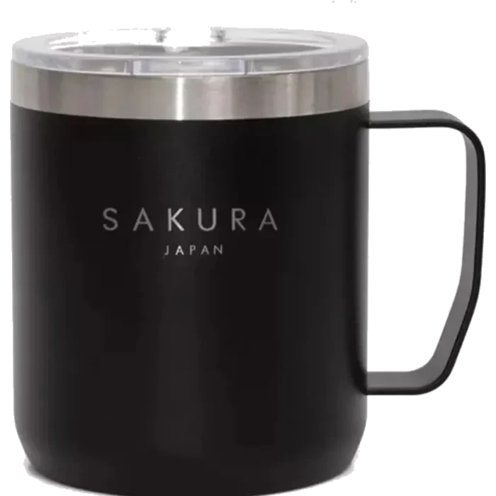 JARRO MUG TAZA TERMICA HERMETICA SAKURA HIKER NEGRA 354 ML
