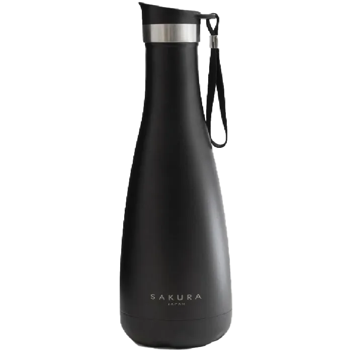 TERMO BOTELLA TERMICA SAKURA WAVY NEGRA 750 ML