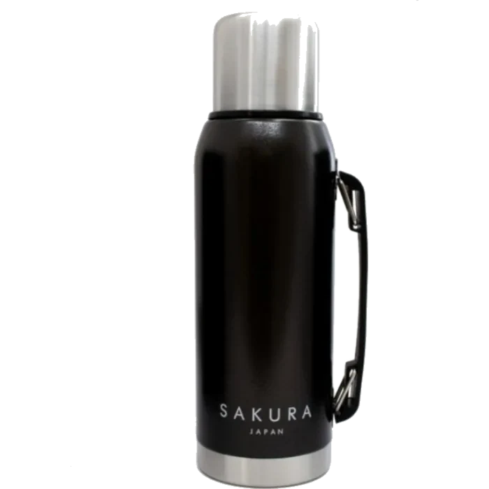TERMO SAKURA CLASICO DE ACERO INOXIDABLE 1L NEGRO