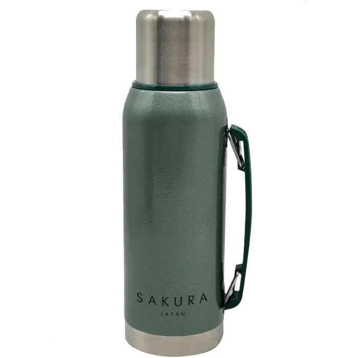 TERMO SAKURA CLASICO DE ACERO INOXIDABLE 1L VERDE